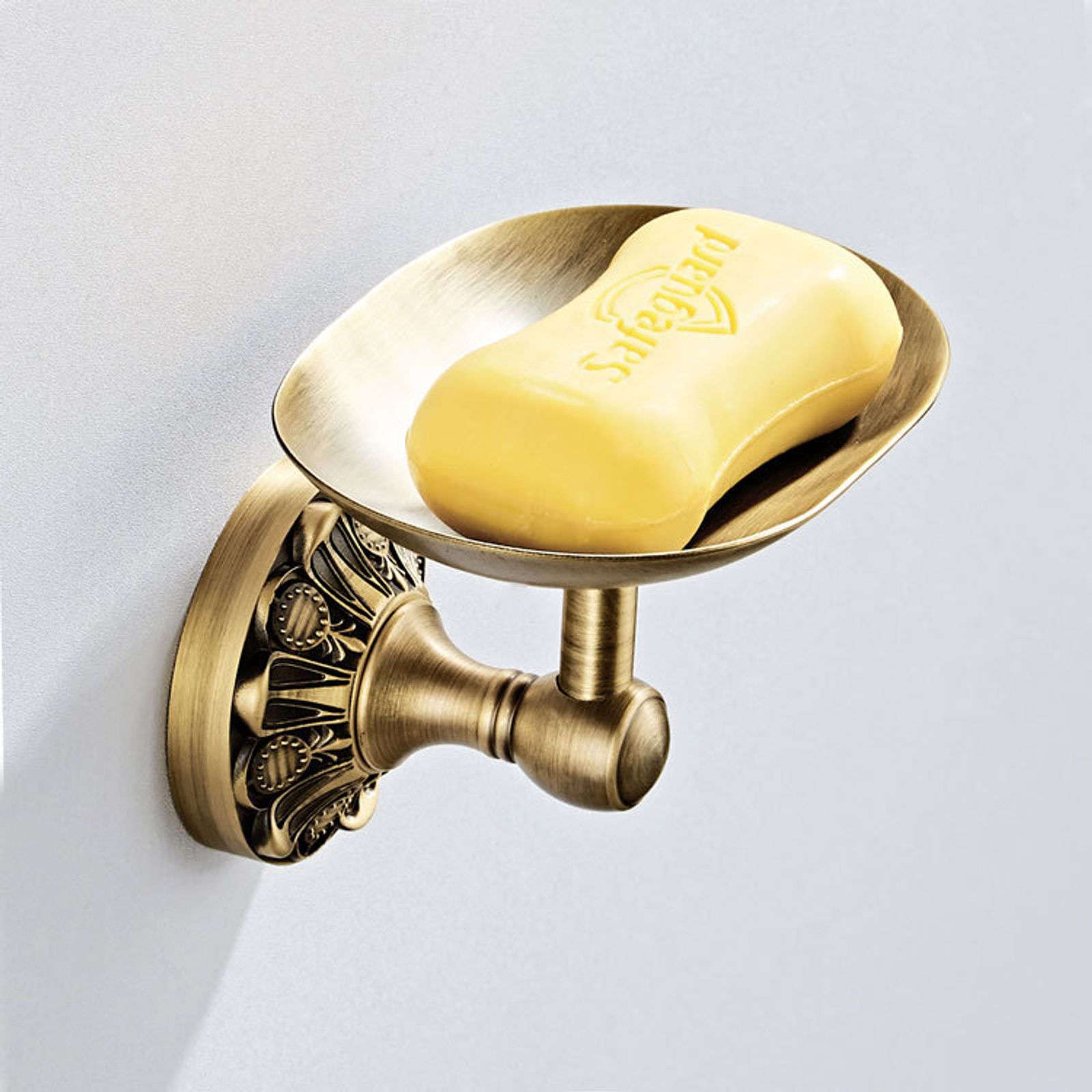 Jabonera de Pared, jabonera, jabonera de Pared, jabonera de latón Retro con Base en Forma de pétalo, Mantiene Las Barras de jabón limpias en seco y Drenaje rápido, Color Bronce