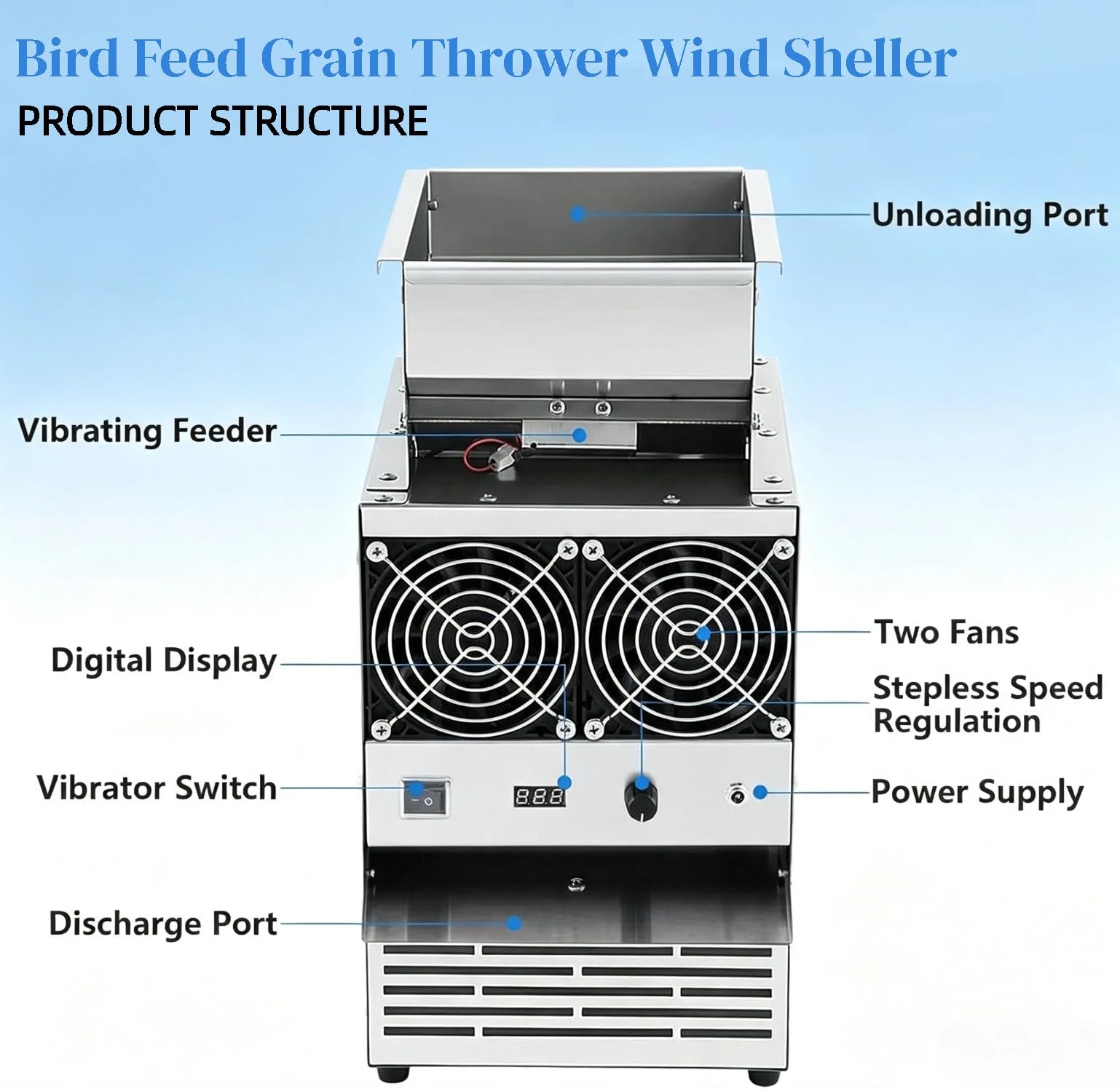 Wind-Sichter für Vogelfutter und Getreide, Getreidetrenner aus Edelstahl