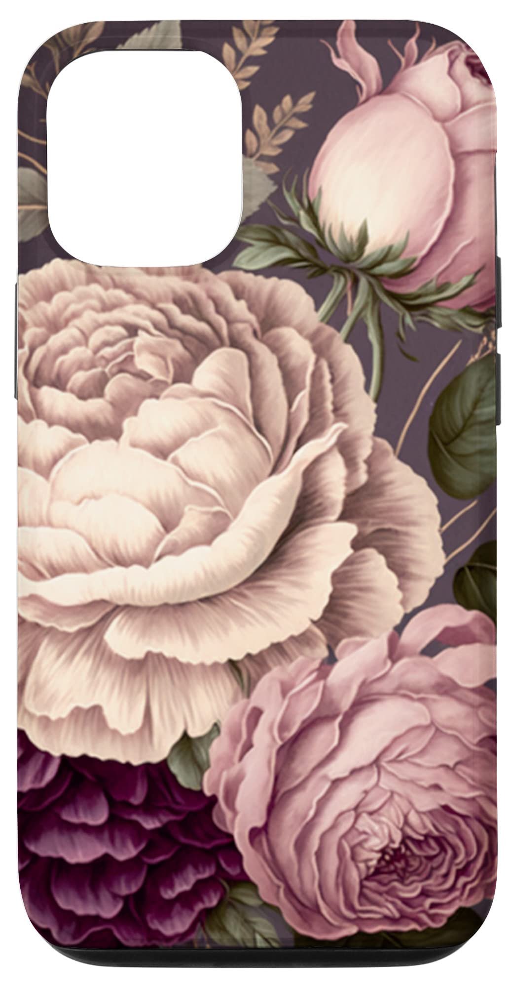 Elegant Blush Pink & Purple Vintage Floral Rose & Peony Case for iPhone 12/12 Pro