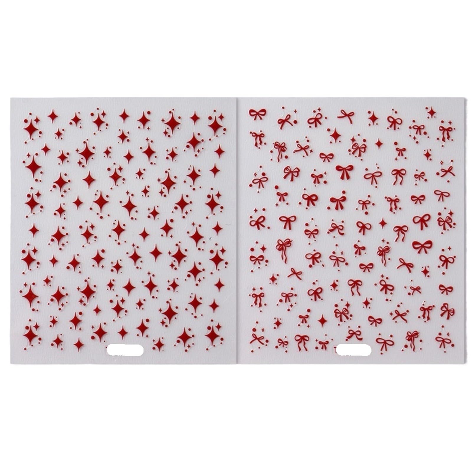 2pcs Cartoon Mini Ribbon Bow Nail Stickers - 3D Red Bowknot Decals for Nail Decor(Color2)
