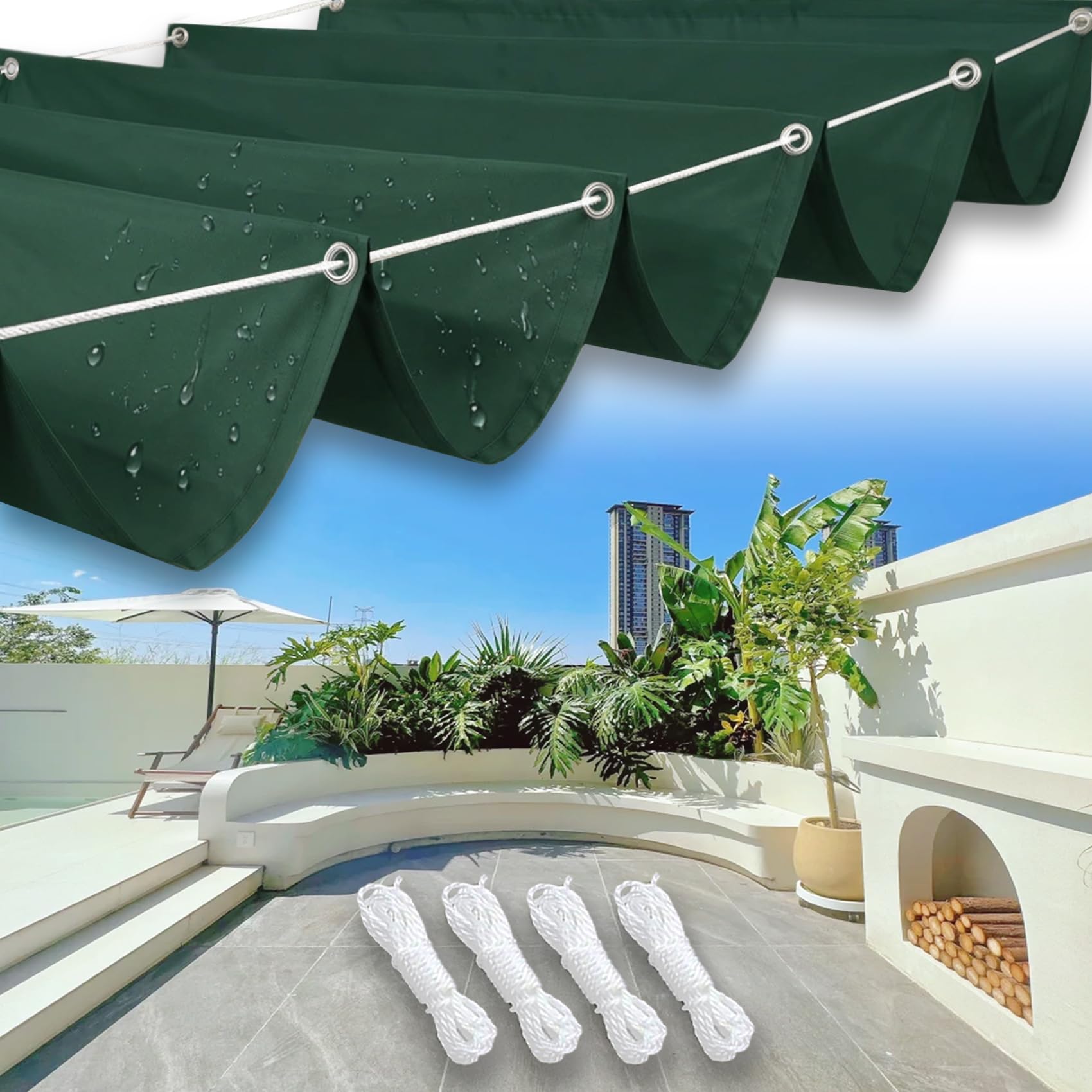 Voile d'ombrage indéchirable pour pergola abritée du vent et de la pluie