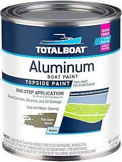 TotalBoat Aluminum Boat Paint | Durable, Fast-Drying Marine Paint for Canoes, Jon Boats, Dinghies, Pontoons, Hunting Blinds, and Trailers | Flat Dark Earth, Quart