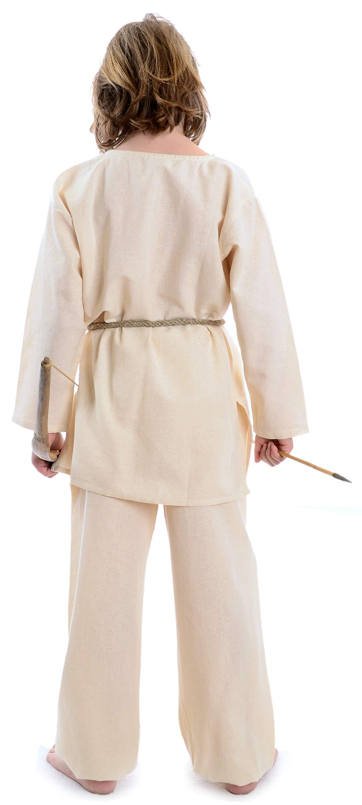 HEMAD Tunique médiévale pour Enfants - Coton Pur - S-XL Beige, Vert, Brun