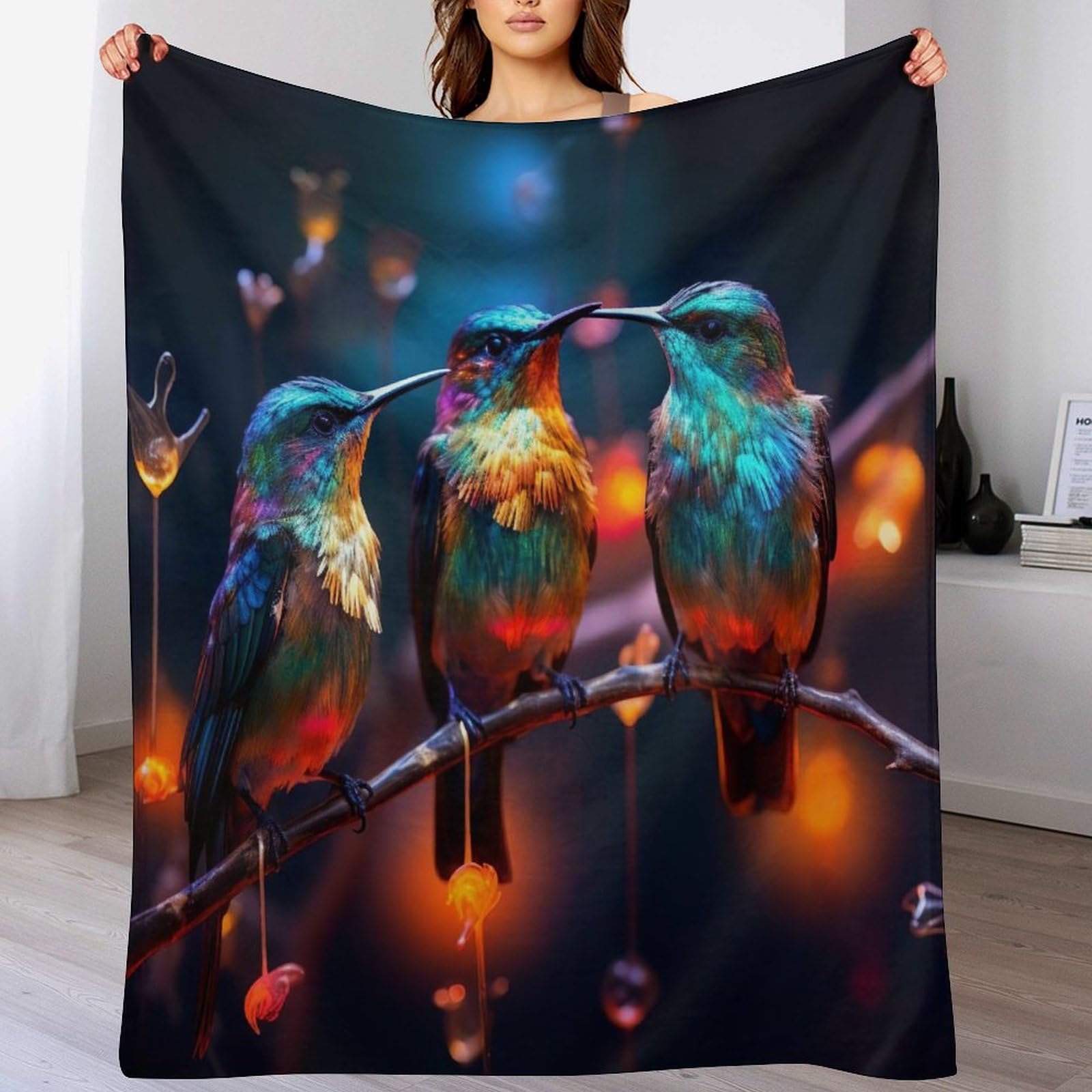 Couverture polaire oiseau 100x130 cm : plaid canapé doux et chaud pour vos moments cocooning