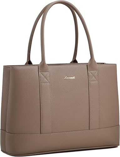 Miniatura 14 de LOVEVOOK Bolsa para laptop para mujeres, bolsa de trabajo tipo tote para computadora de 15.6 pulgadas, bolsa de hombro de cuero impermeable, bolso