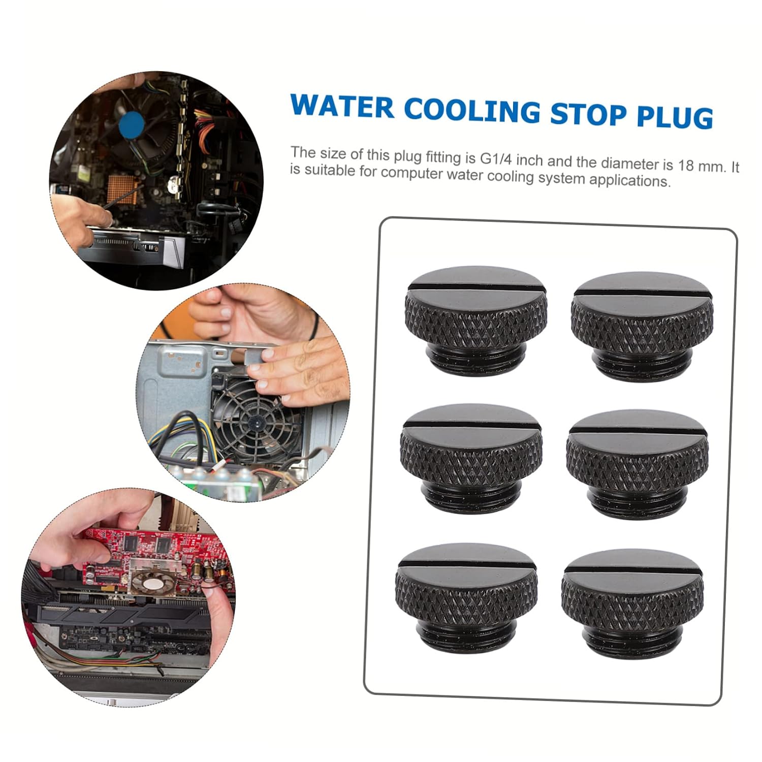 G1/4 Computer Water Cooling Stop Plug 6PCS Brass Sealing Ring Water Stopper for PC Cooling System Sturdy Fittings for Easy Installation and Leak Prevention