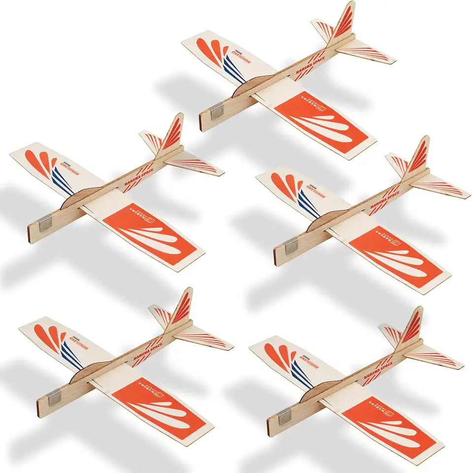 5-Pack Balsa Wood Airplane Glider Kits for Kids - Model Toy Airplane Set | Perfect for Outdoor Flying in Yards, Parks & Open Spaces