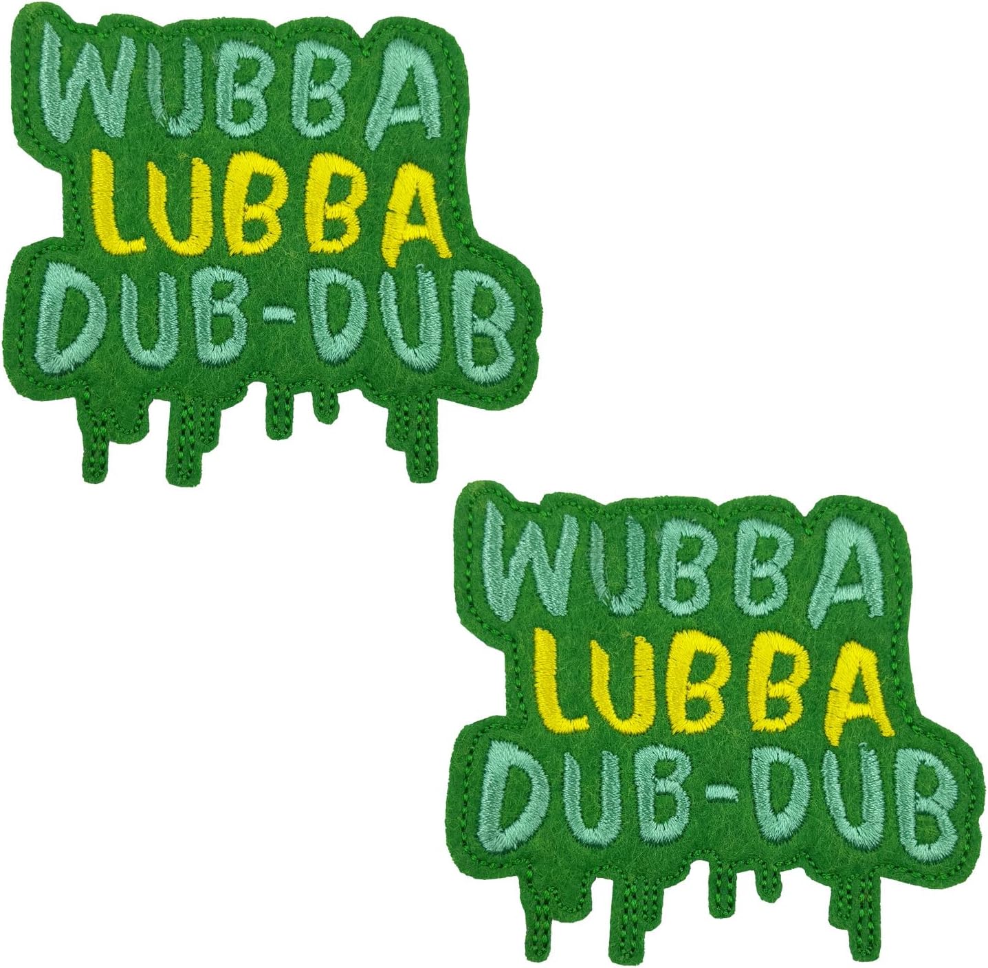 3" ReelFun Wubba Lubba Dub-Dub Meme Embroidered Iron On Patches 2 Pack