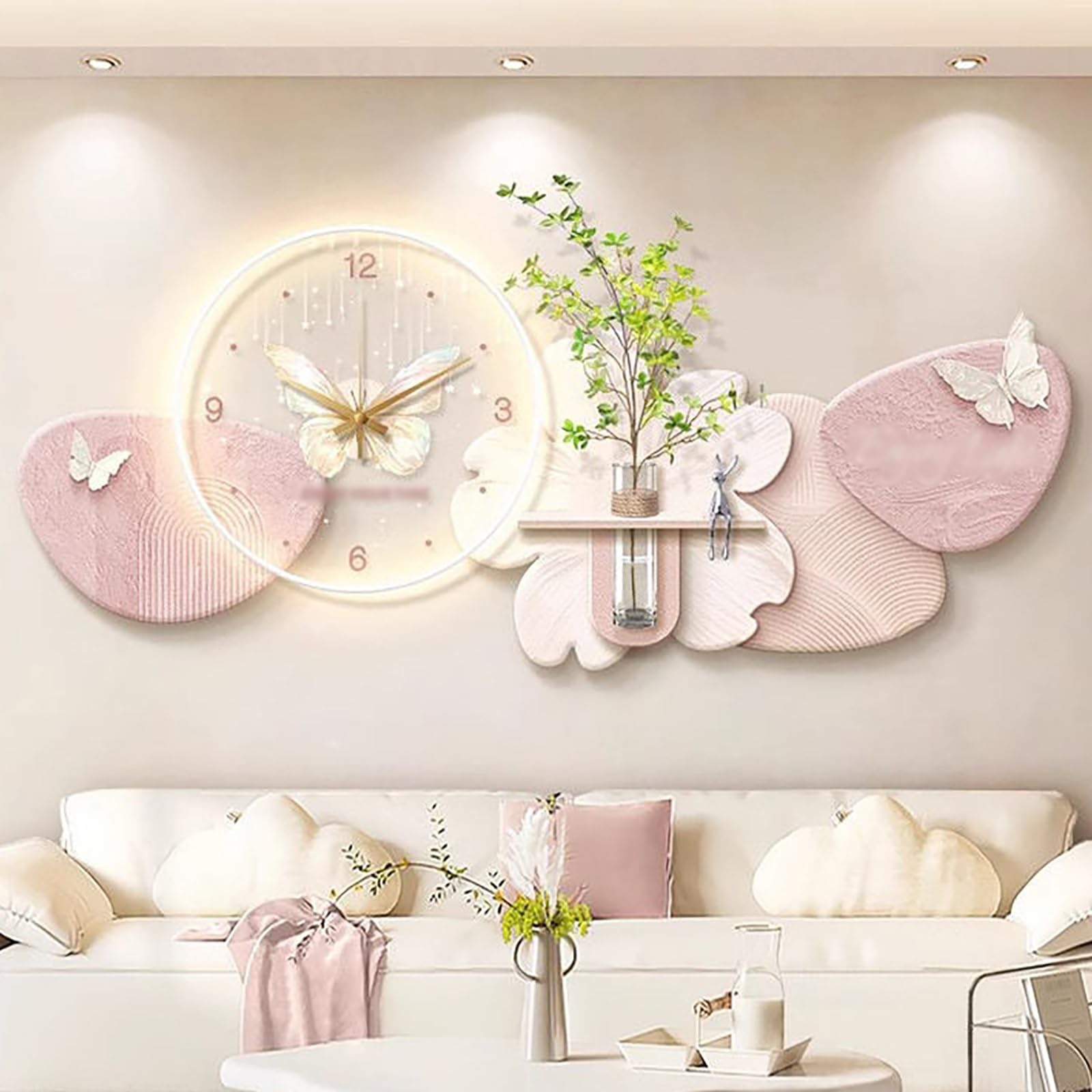 Horloge murale 3D moderne salon horloge décorative porcelaine cristal A