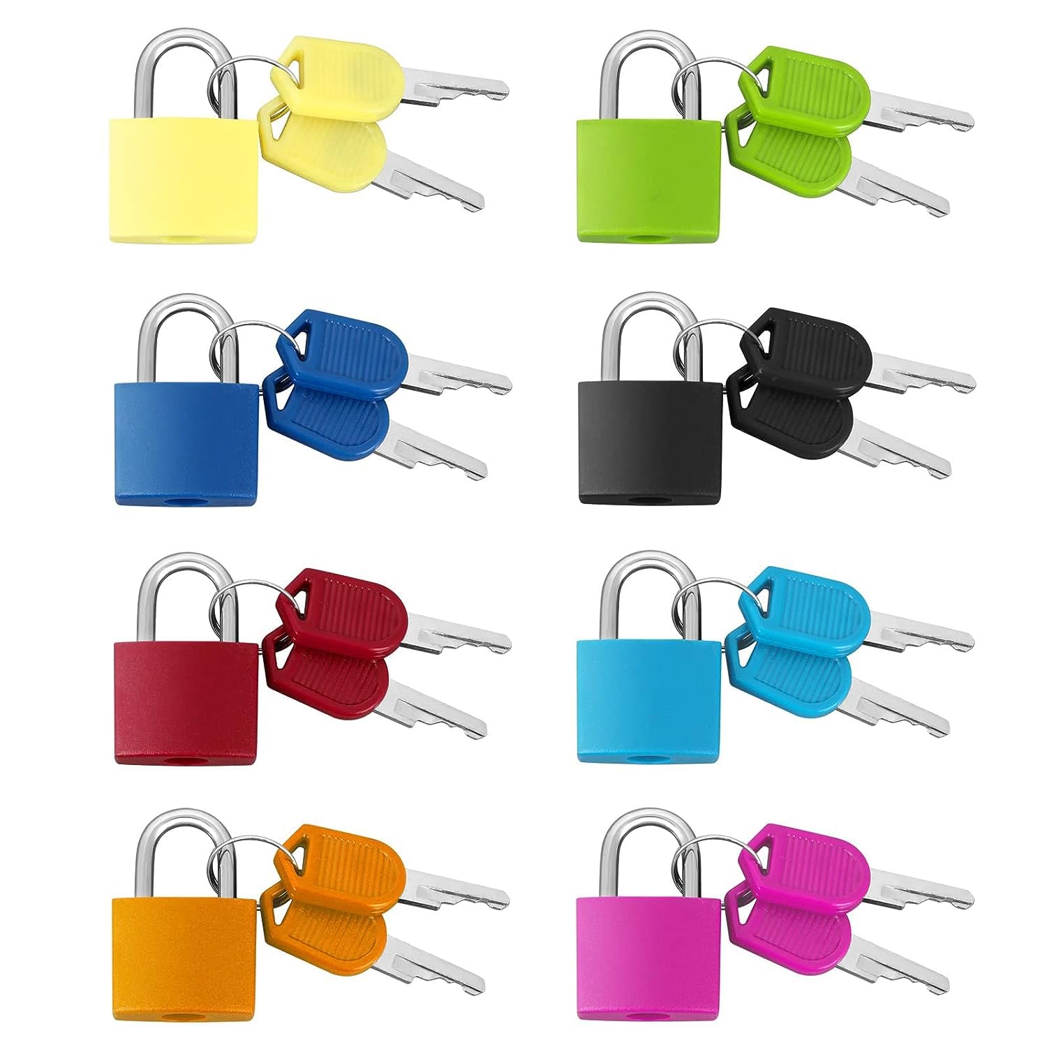 EXCADRILL 8 Pieces Suitcase Locks with Keys Padlocks Metal Luggage Backpack Locks Small Locker Lock Classroom Matching Game and More