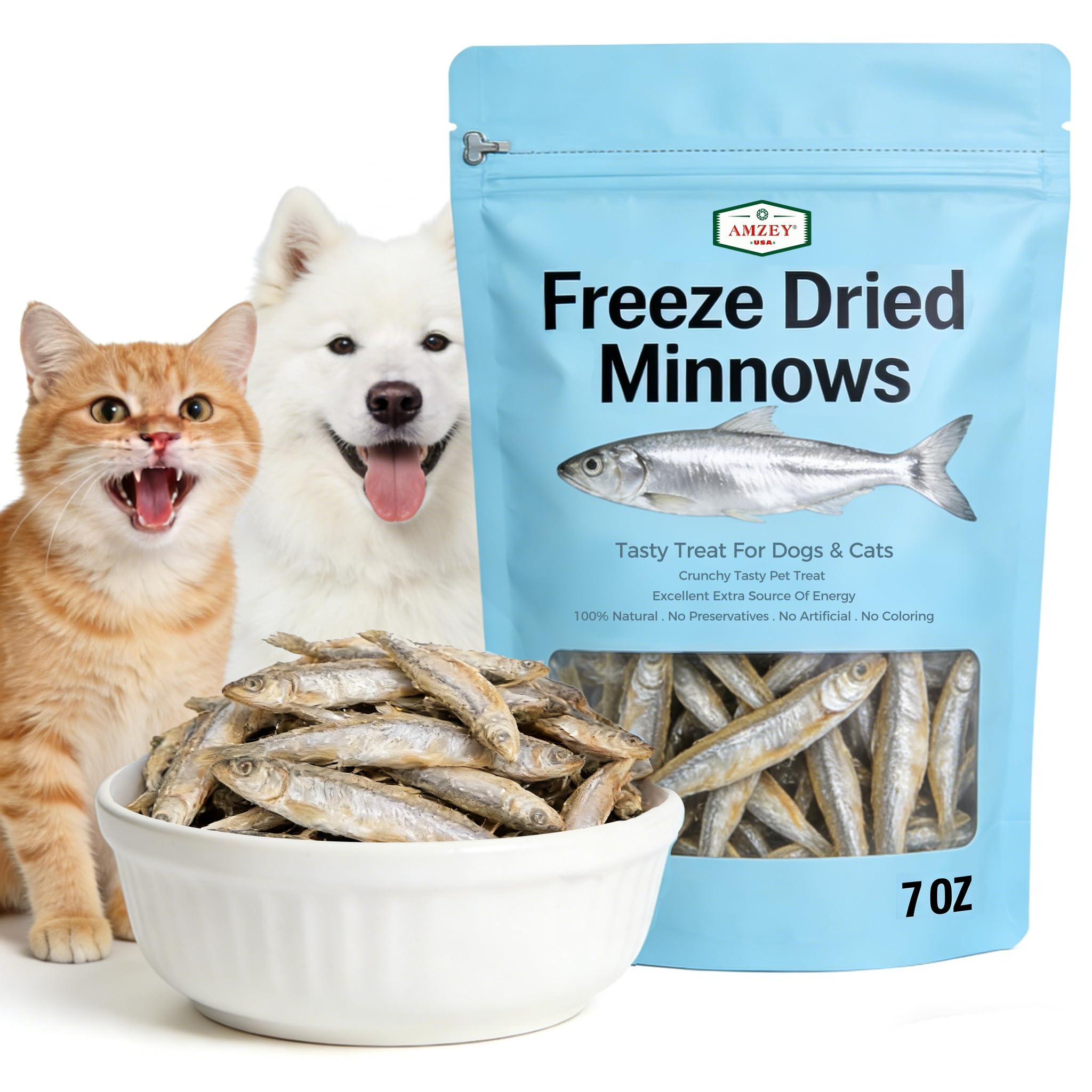 Amazon.com: Amzey 7oz Minnows Dog Treats - Freeze Dried Minnows