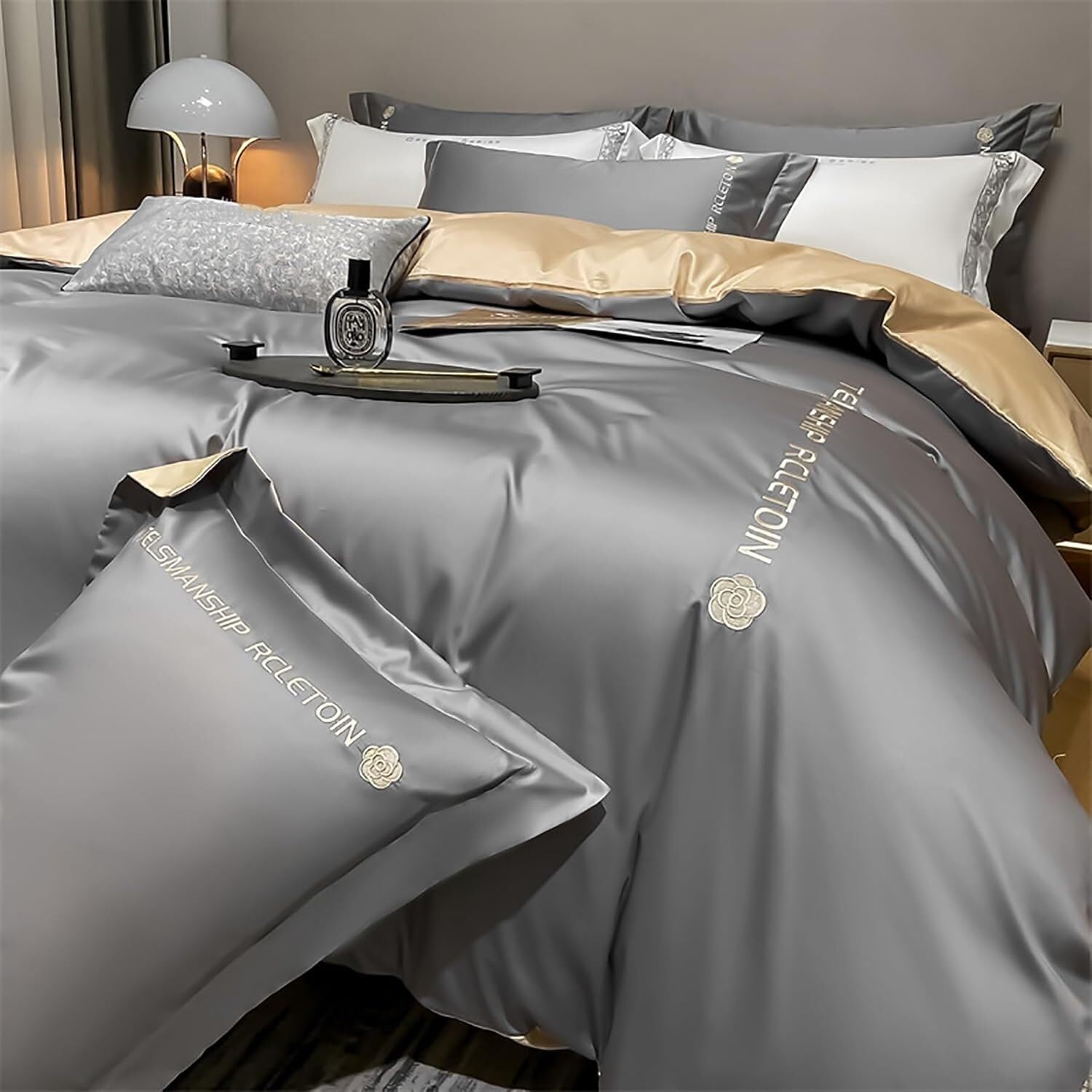 Ensemble de housse de couette respirant avec drap plat et taies d'oreiller 200x230