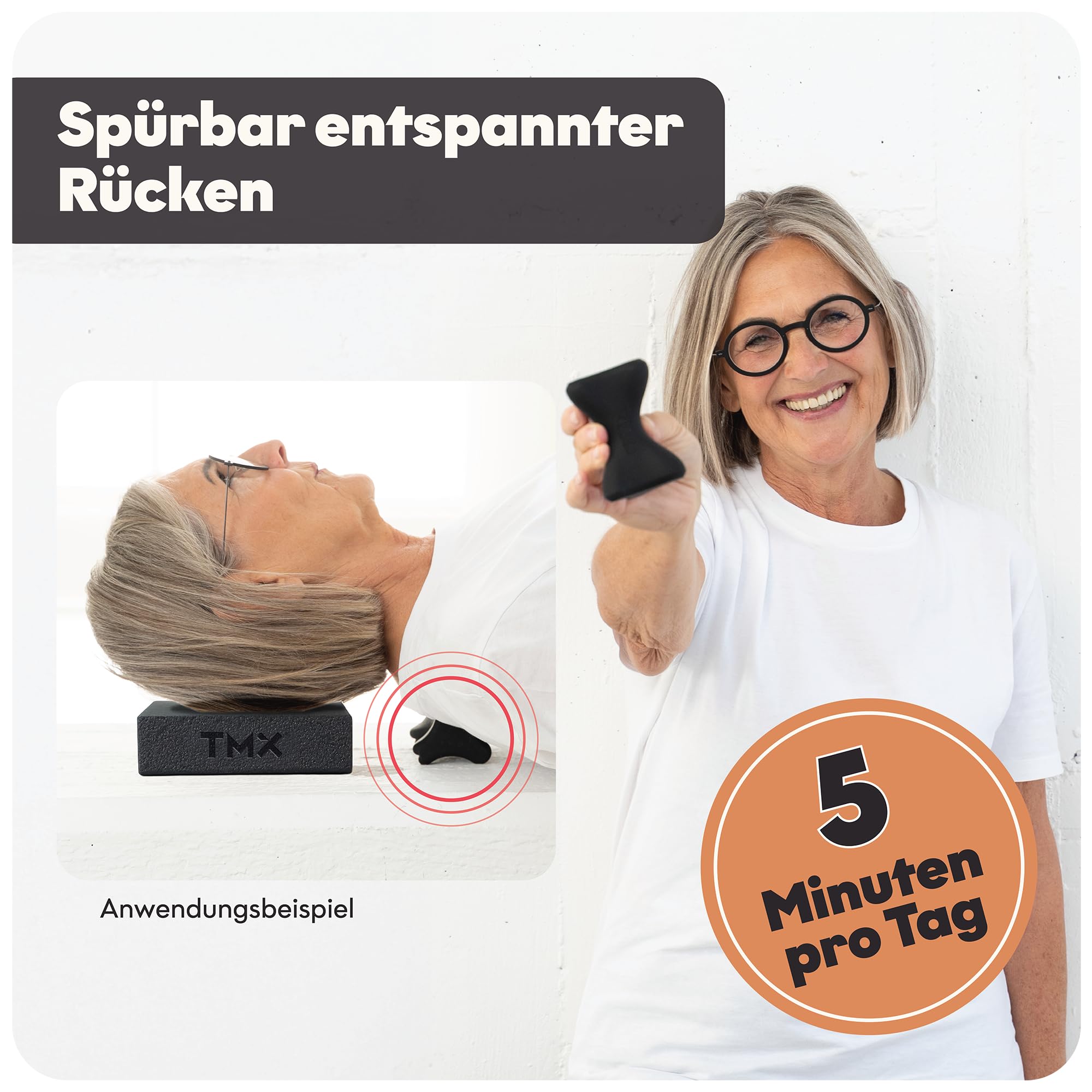 TMX® PARA Rückentrigger gegen Rückenschmerzen | Rückentrainer für Lendenwirbelsäule & Brustwirbelsäule | Akupressur Tool bei Verspannungen, Hexenschuss & Bandscheibe | Triggerpunkt Drücker