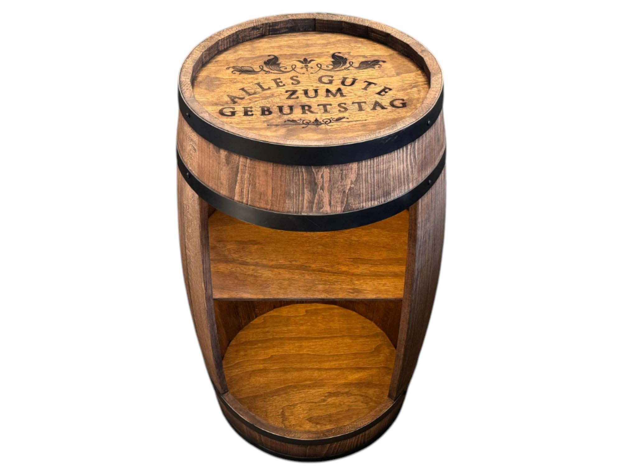 weeco Armario de bar LED. Con grabado de cumpleaños como regalo. Botellero para vinos XL. Barril de decoración vintage para sala de estar. Minibar Gin Whisky Cerveza. Barril de vino Mesa de barra