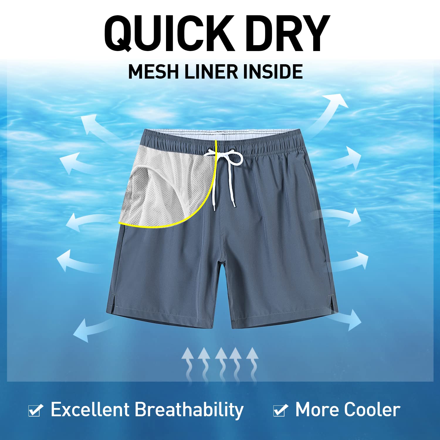 Arcweg Pantaloncini da Bagno Uomo Asciugatura Veloce Calzoncini da Bango Mare Beach Costume da Bagno Fodera Rete con Taschino e Coulisse Trunks