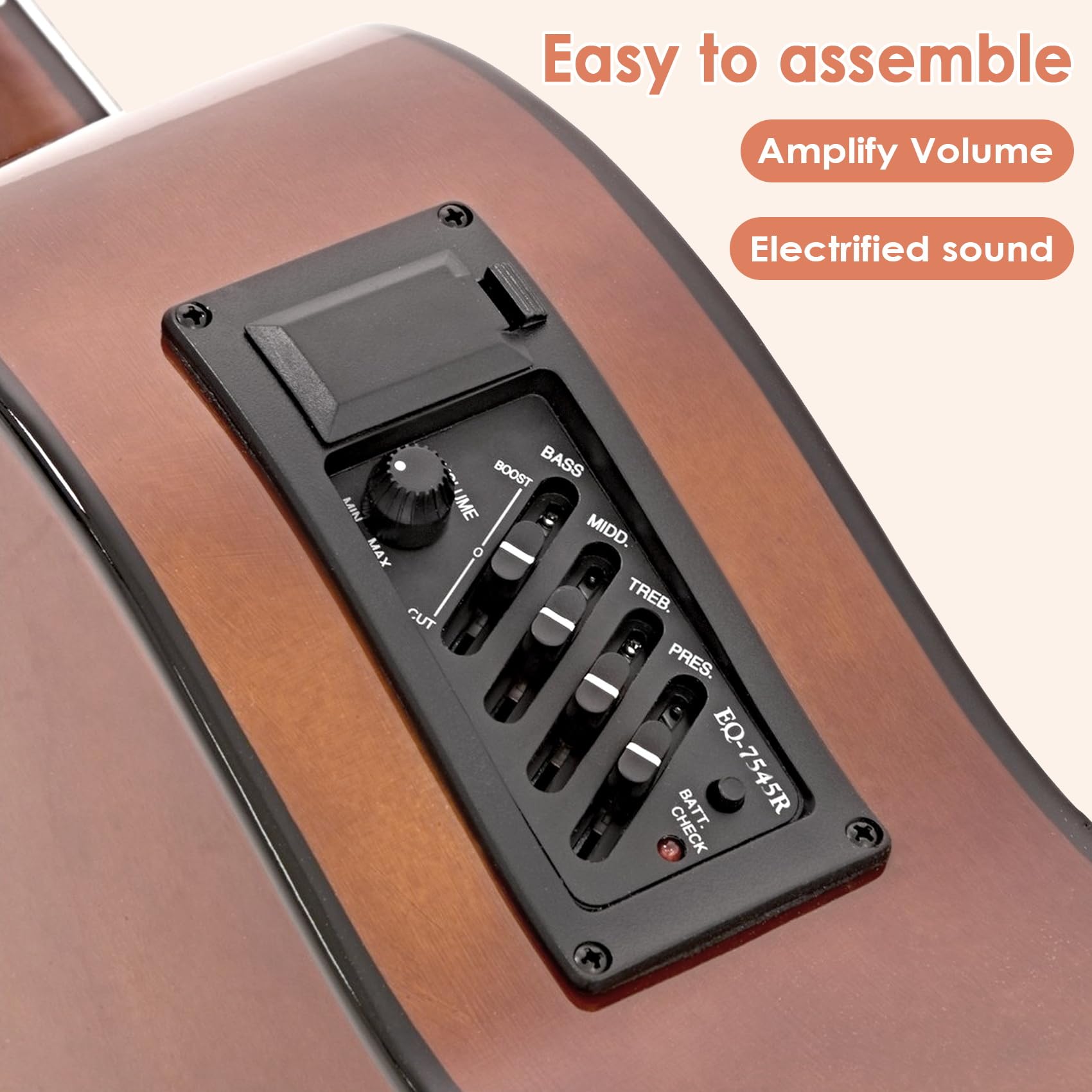 Micro Piézo Égaliseur 4 Bandes Pour Guitare Acoustique EQ-7545R - Préampli Avec Contrôles EQ