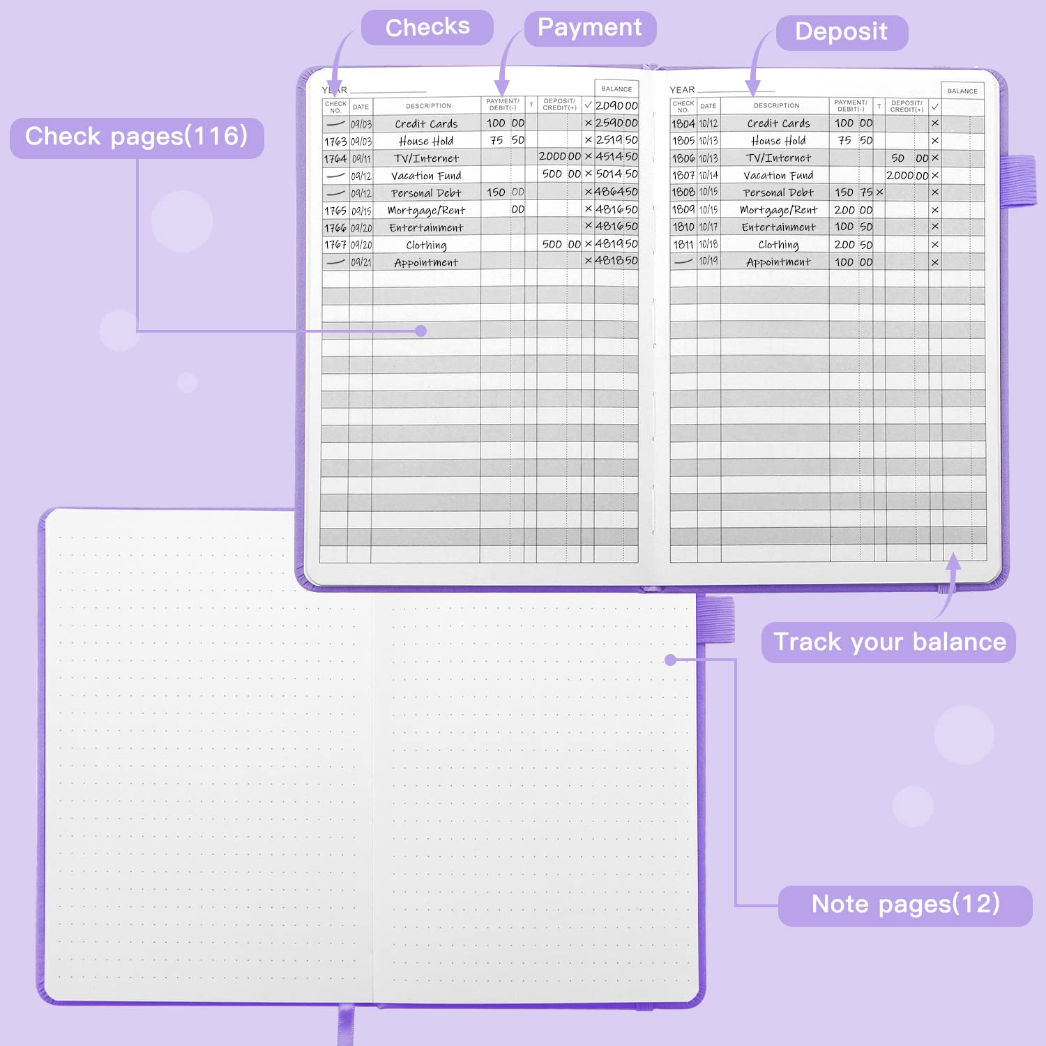 Snapklik.com : JUBTIC A5 Check Registers For Personal Checkbook ...