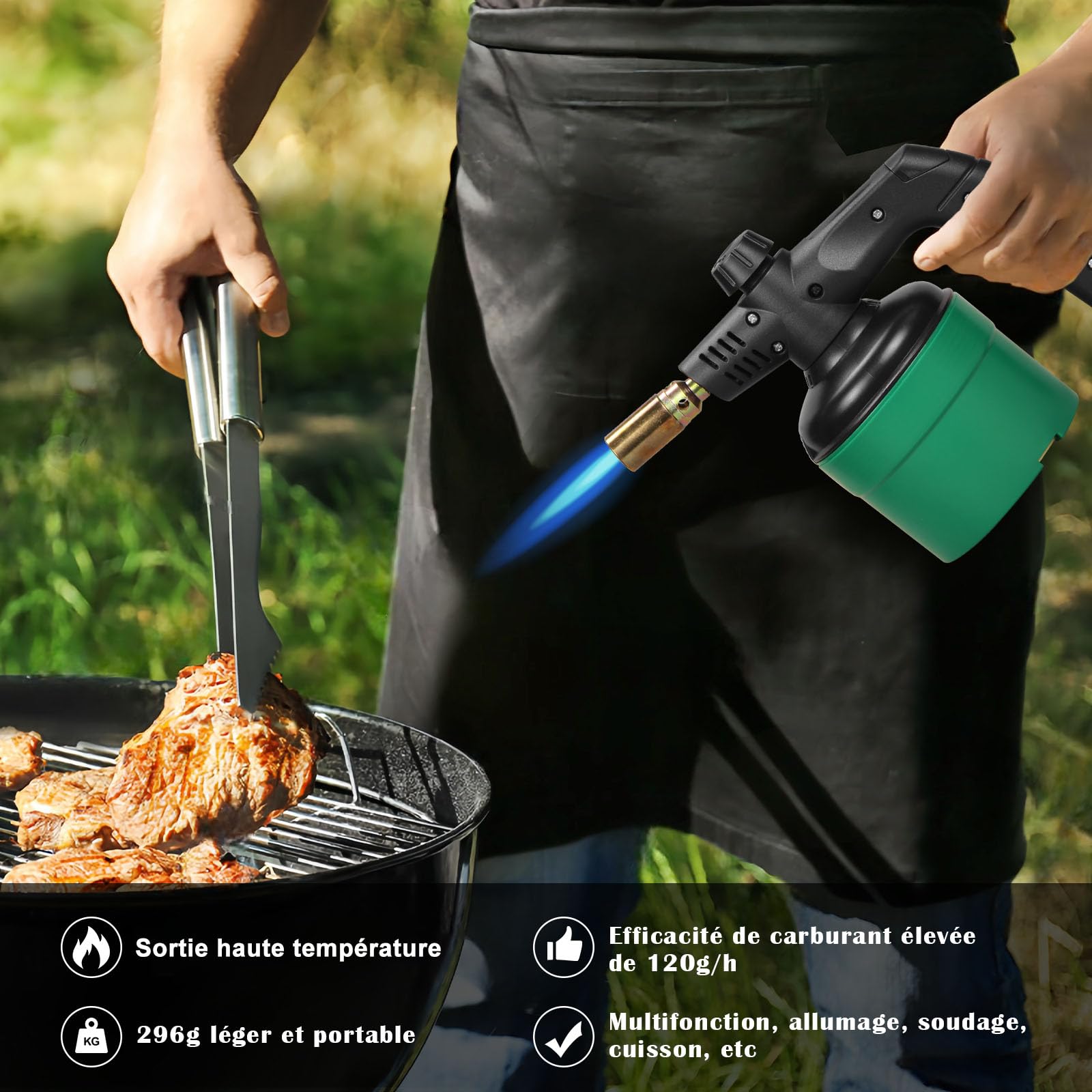 Lampe à Souder Multi-usages, 1200°C, pour la brasure, Bouteille de gaz de 190g comme carburant (Non inclus), Léger et pratique, Opération simple