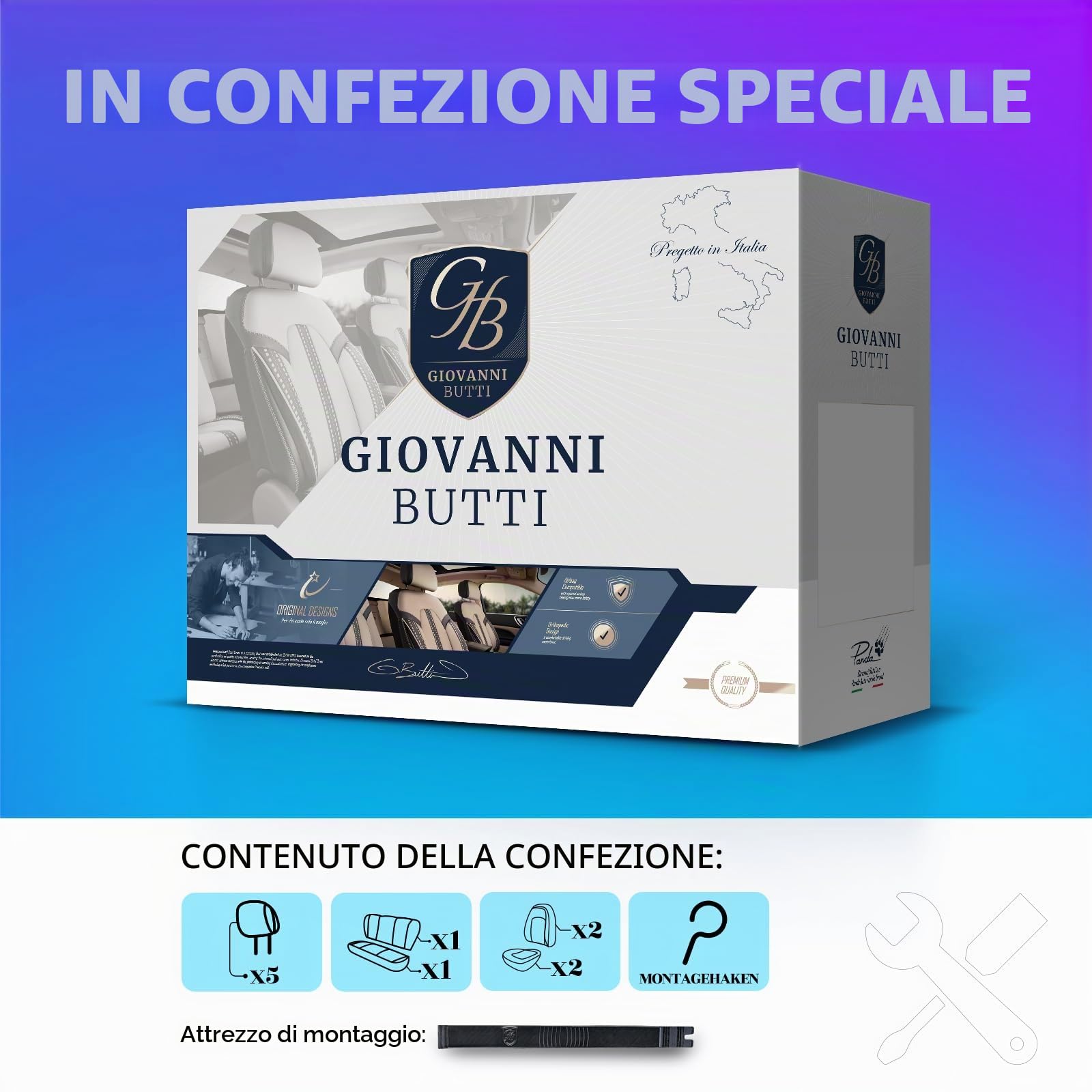 Coprisedili universali per auto – Premium accessori interni per auto e SUV – jacquard coprisedile auto, compatibile con airbag, nero e grigio, set di montaggio incluso