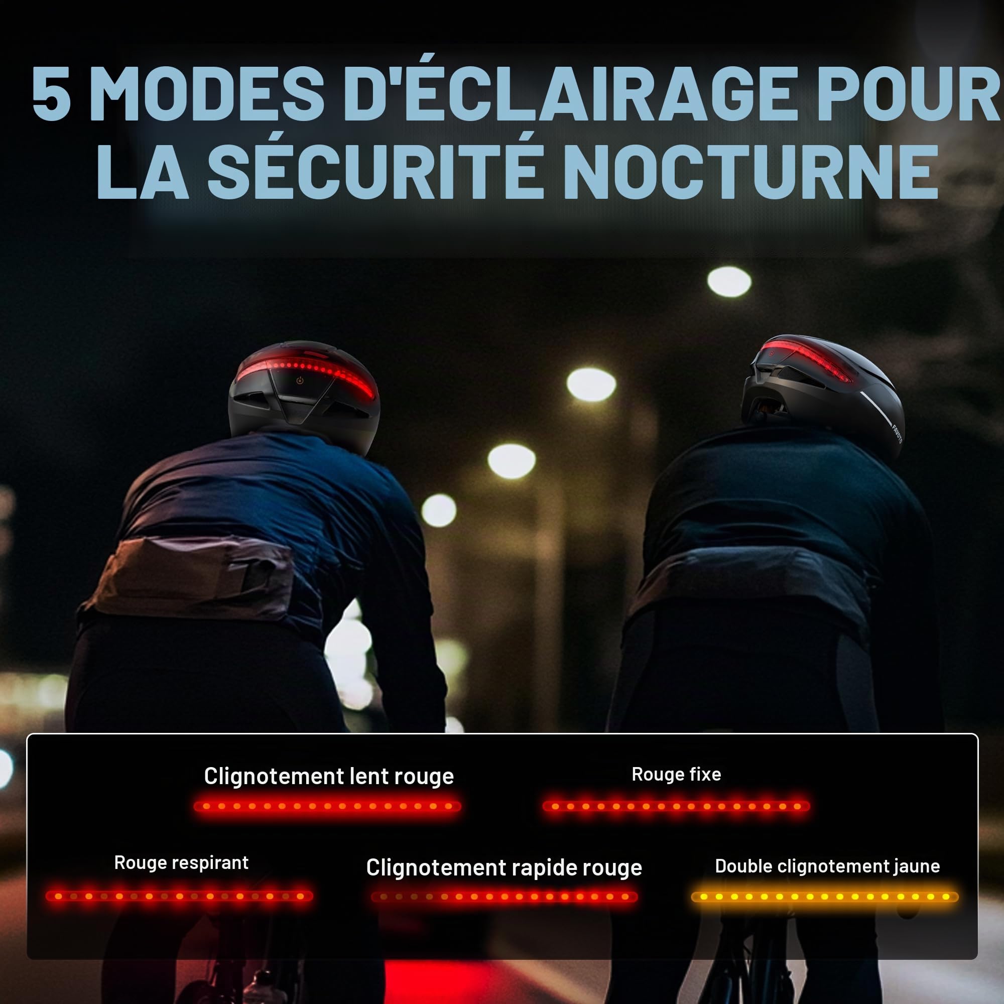 Favoto Casque de vélo Intelligent avec lumières et Clignotants, certifié CE, Casque de Cyclisme pour Adultes avec télécommande, 3 Modes d'éclairage Rouge : Respiration, Clignotant, Fixe