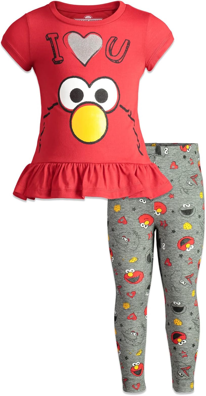 Big Bird Cookie Monster Elmo Pullover T-Shirt and Leggings Outfit Set Infant to Little Kid