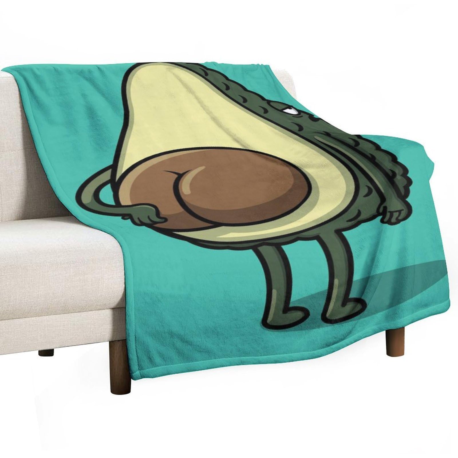 Hxwokrum Flannel Blanket, Cute Avocado Anime Throw Blanket for Couch Sofa Bed Office, Soft And Comfortable Without Pilling
