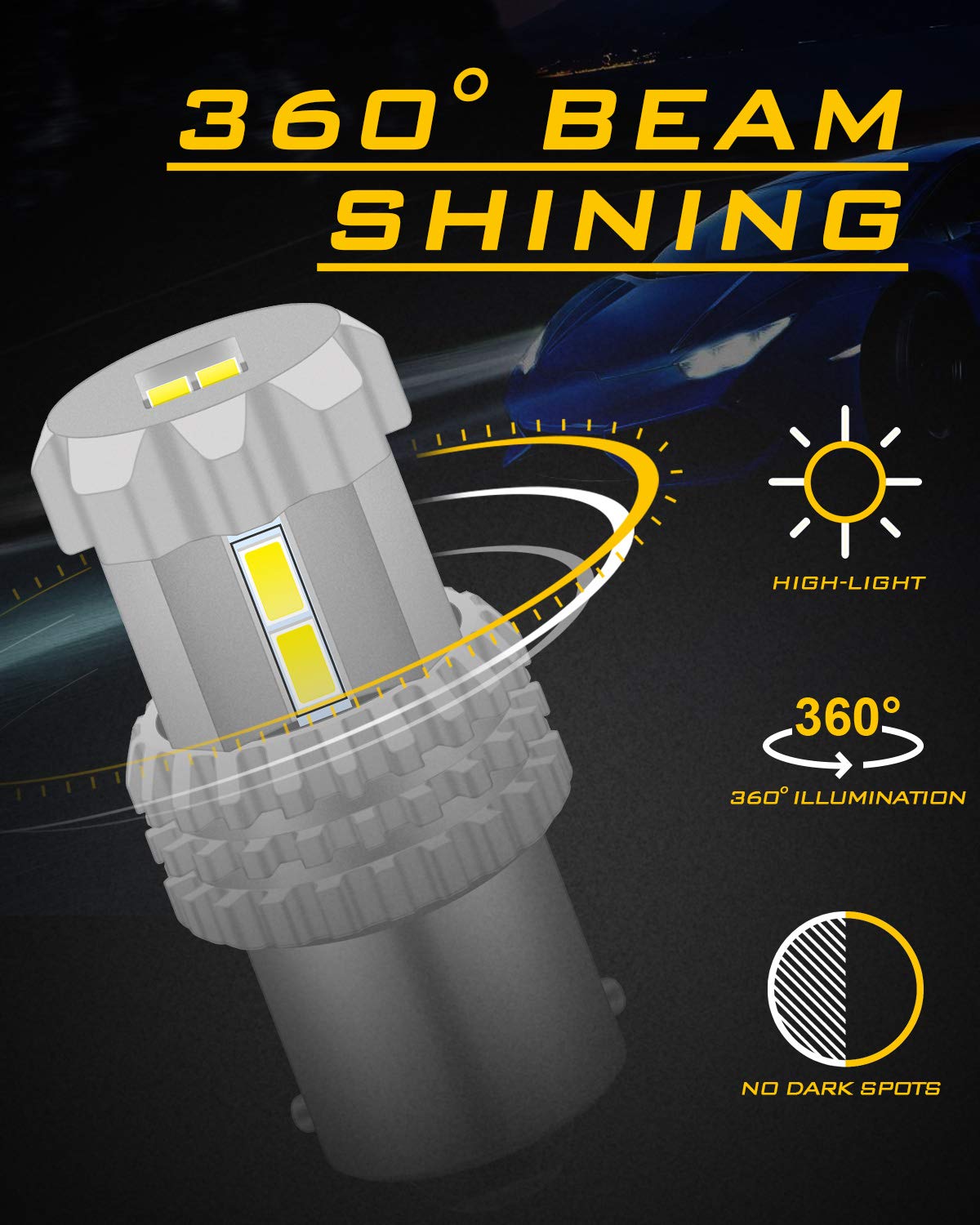 KATUR 1156 BA15S 1141 7506 P21W Bombillas LED de Alta Potencia 12pcs 3020SMD 2800LM Usado para luz de Respaldo Luz Trasera Luz de Freno 6500K Xenón Blanco (Paquete de 2)