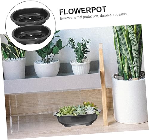 Miniatura 4 de FUNOMOCYA 2 macetas ovaladas de plástico, macetas transpirables para suculentas, cactus, bonsáis, plantas de interior, maceta reutilizable, macetas