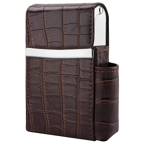 Miniatura 66 de Caja de cigarrillos deslizante de piel sintética con soporte para encendedor y trabilla para cinturón para hombres y mujeres, unisex A