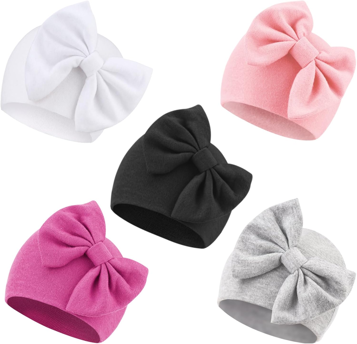 Newborn Baby Girl Hats with Bow Cotton Toddler Infant Beanie Cap Newborn Hospital Hats for Baby Girl Kid 0-24 Months