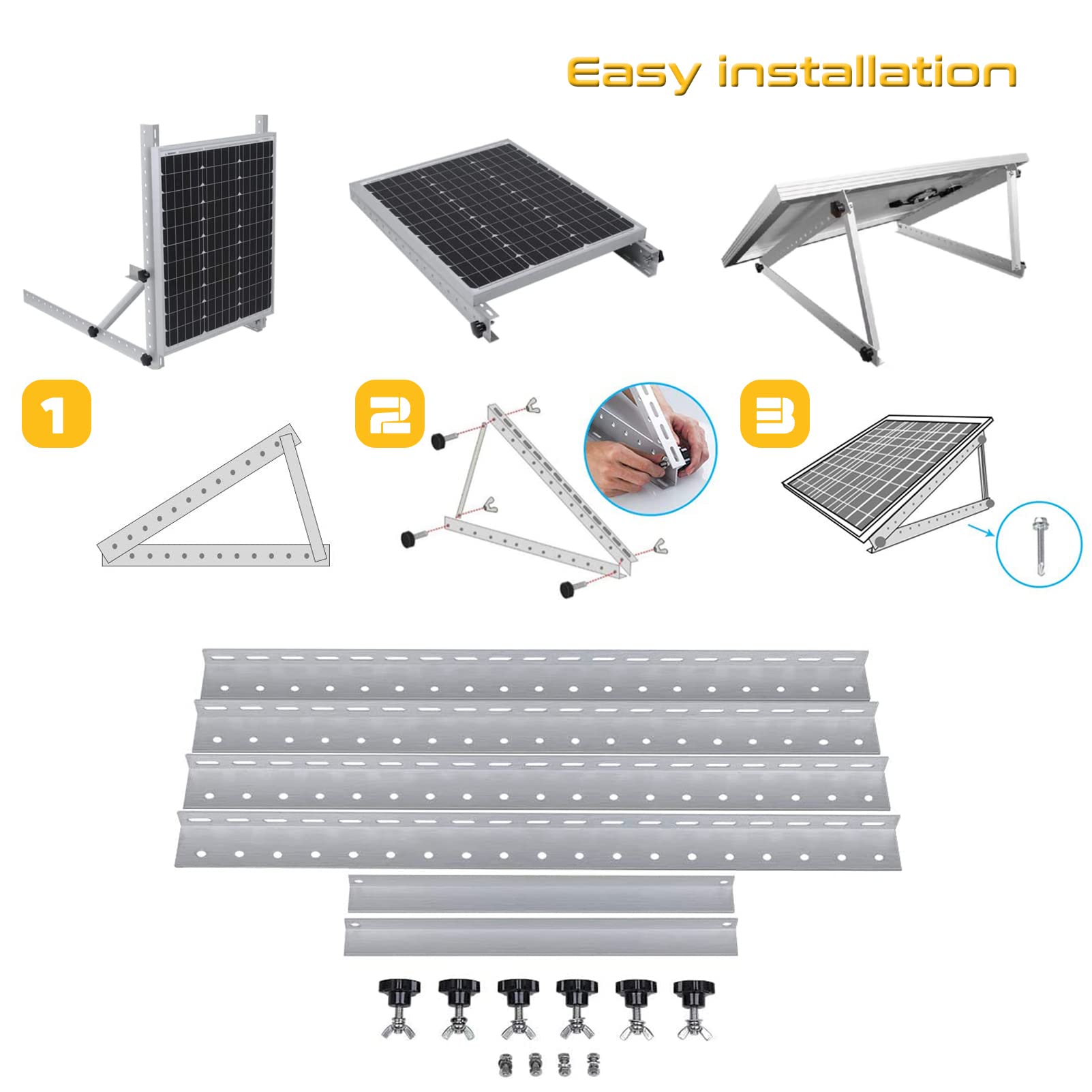 Staffa per Rack per Montaggio su Pannello Solare da 28" Staffe di Montaggio inclinabili Regolabili per Pannello Solare con Gambe Pieghevoli Supporto per Pannelli solari da 150 W