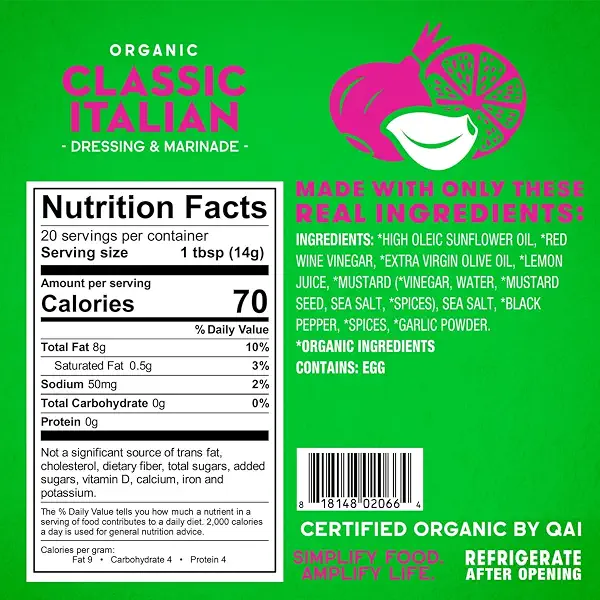 Tessemae's All Natural Salad Dressing - Fresh Flavors (1 pack, Classic Italian) - Organic Italian Dressing - Italian Salad Dressing - Gluten Free Italian Dressing Organic Sugar Free Salad Dressing 2