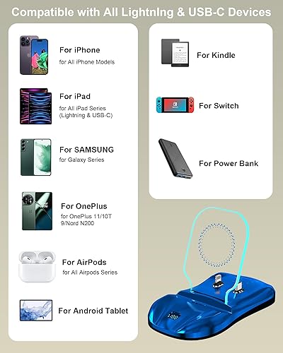 Miniatura 6 de Estación de carga magnética, soporte de cargador de 100 W para múltiples dispositivos, con cable de carga magnético, para iPhone 151413 Pro Max,