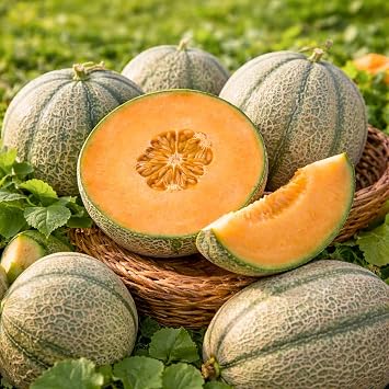 12 Tuscan Cantaloupe Seeds Cucumis melo Heirloom Melon Seeds for Planting | Sweet Orange Flesh | Home Garden