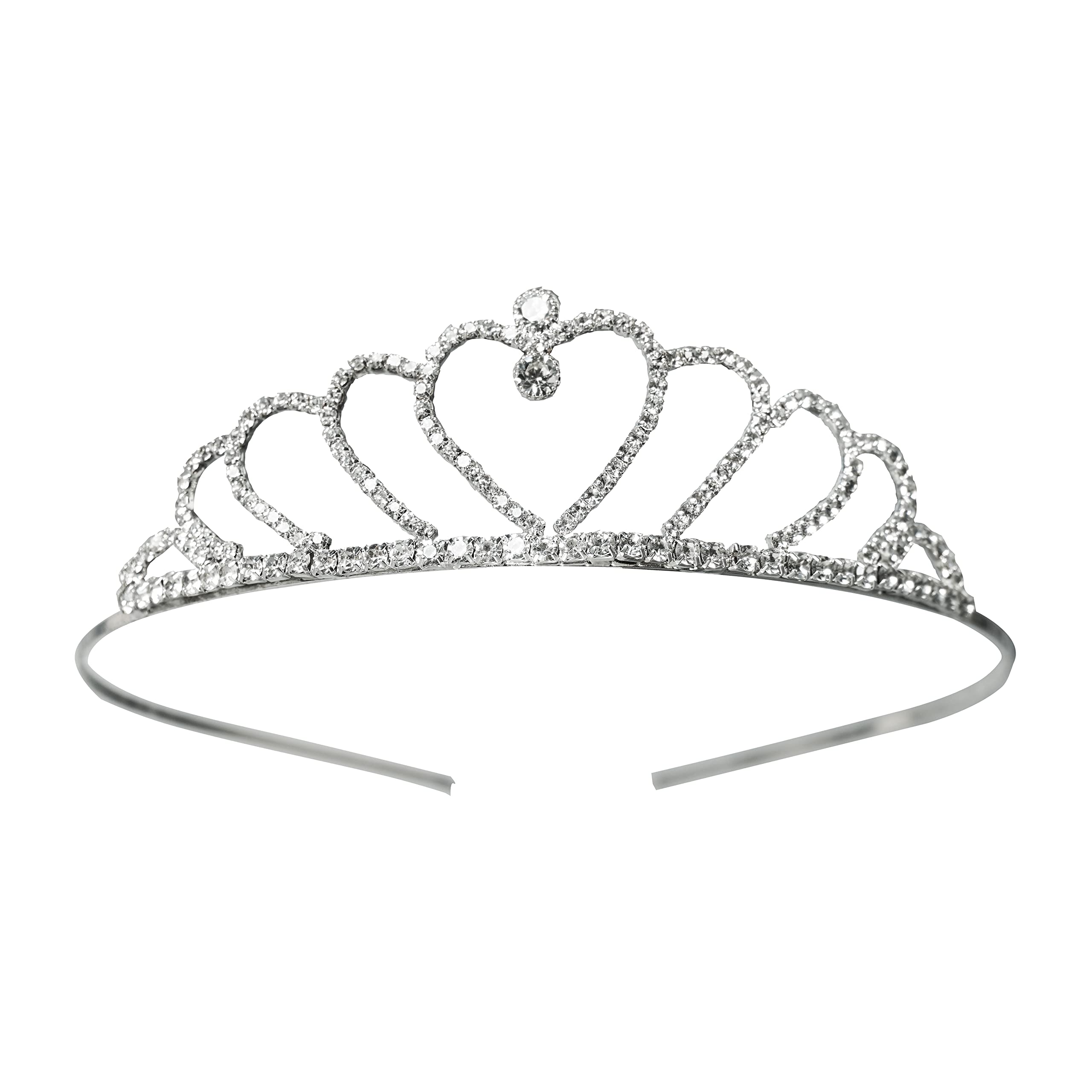 Decofy Beautiful Heart Rhinstone Diamond Crown Tiara- Hair Accessories Tiara Headband for Women and Girl Crown Hairband Tiara-picture-8