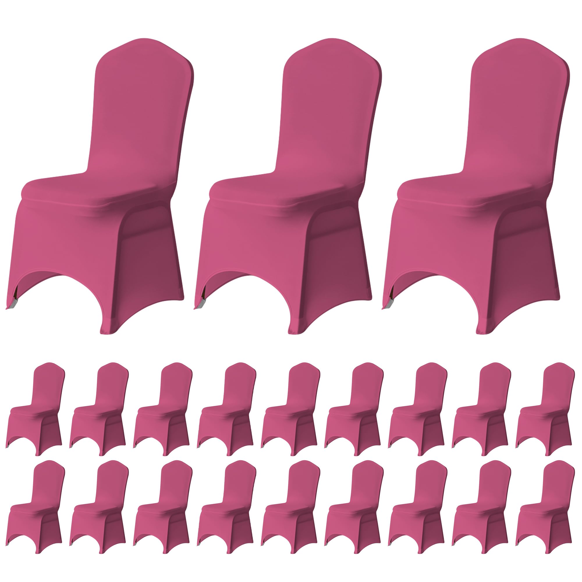 Trimming Shop Fushia Wedding Chair Covers Set of 30, Spandex Polyester Stretch Removable Washable Universal Slipcovers for Wedding Banquet, Dining Party & Events