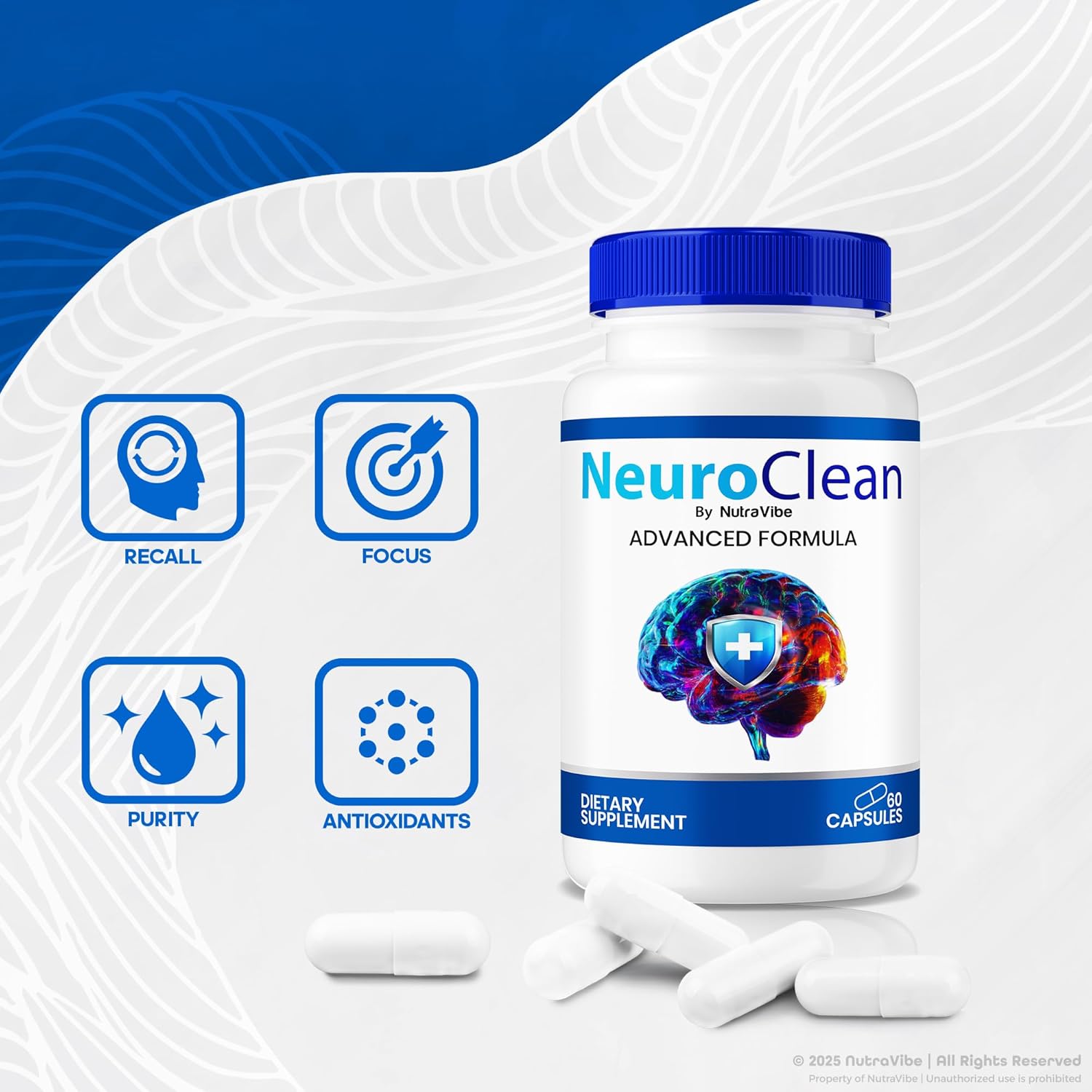 (3 Pack) NeuroClean Capsules – Clean Daily Formula with Premium Ingredients to Help Support Concentration, Recall & Everyday Focus | Just 2 Easy-to-Swallow Pills a Day (180 Capsules)
