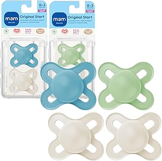 MAM Original Start Matte Baby Pacifiers 0-3 Months Newborns, BPA-Free Skin Soft Silicone Nipple,