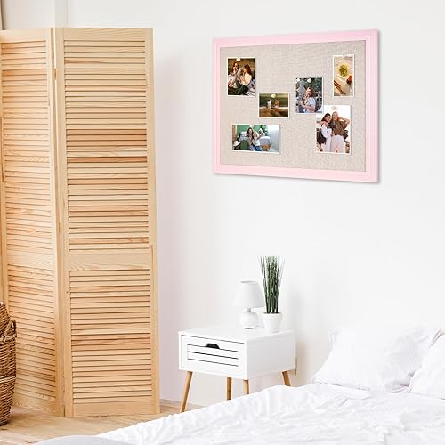 Vista 86 de DOLLAR BOSS - Tablero de corcho negro con lino de doble cara de 16 x 12 pulgadas, para paredes, marco de madera, para colgar, tablero de corcho