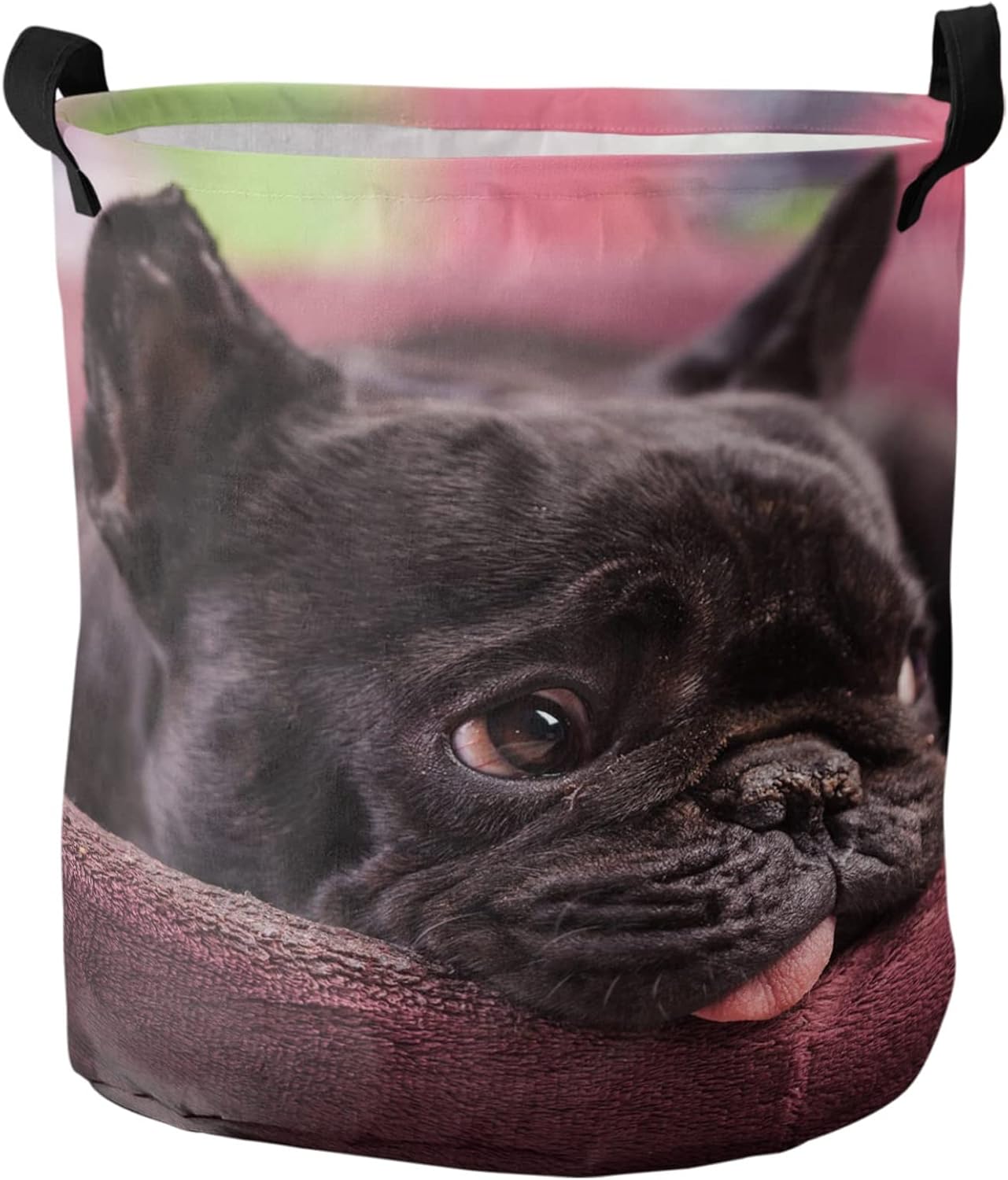 Black Puppy Pattern Laundry Basket Accessories Folding Baskets for Organizing Laundry Bags for Dirty Clothes (Color : A, Size : 42x44cm)