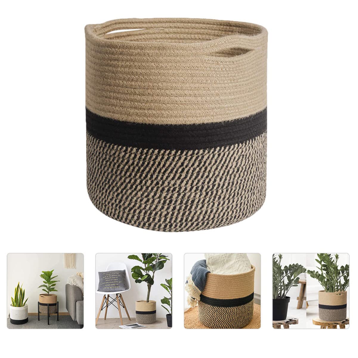 Cesto Portaoggetti Tondo in Cotone Grande Capacità Versatile per Conservare Giochi, Libri e Accessori, Design Elegante la Casa e Bagno