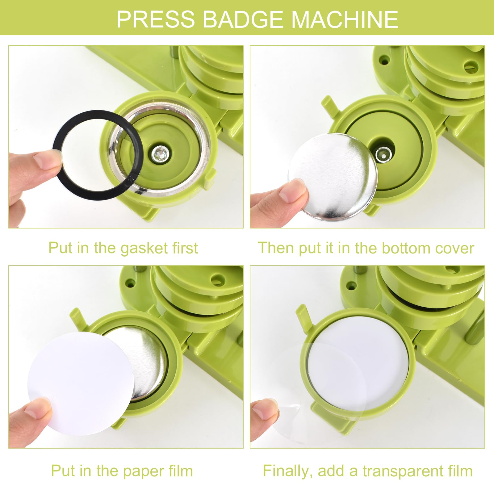 58mm Präzise Button Maker Maschine, Starker Spaß Buttonmaschine inkl. 100 Buttonmaterial-Sets, Badge Making Kit Einfache Bedienung, DIY Button Press Machine Ideal für Bastler & Kleinunternehmer