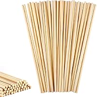 Vista 8 de 50 varillas de clavija, varillas de madera de 1/8 x 12 pulgadas, varillas de bambú natural sin terminar para manualidades y bricolaje