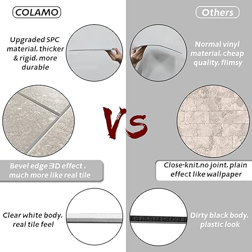 Miniatura 6 de COLAMO Swatch - Azulejo de metro grande de 6 x 12 pulgadas para pared de cocina, azulejos autoadhesivos para baño, sala de estar, decoración de pared