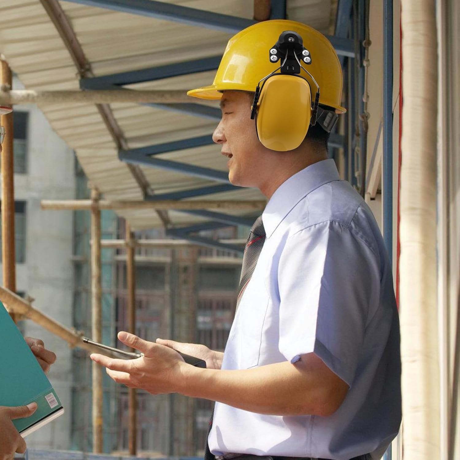 Hard Hat Ear Muffs Noise Reduction Earmuffs Sponge Ear Protection Hearing Protectors for Construction Industrial Safety Work