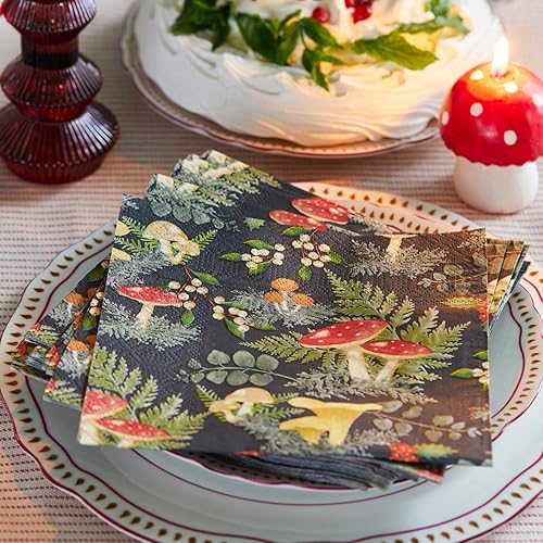Miniatura 2 de Talking Tables 20 servilletas de cena de otoño para Navidad, Acción de Gracias, cenas, decoupage – Servilletas de hongos y setas del bosque del