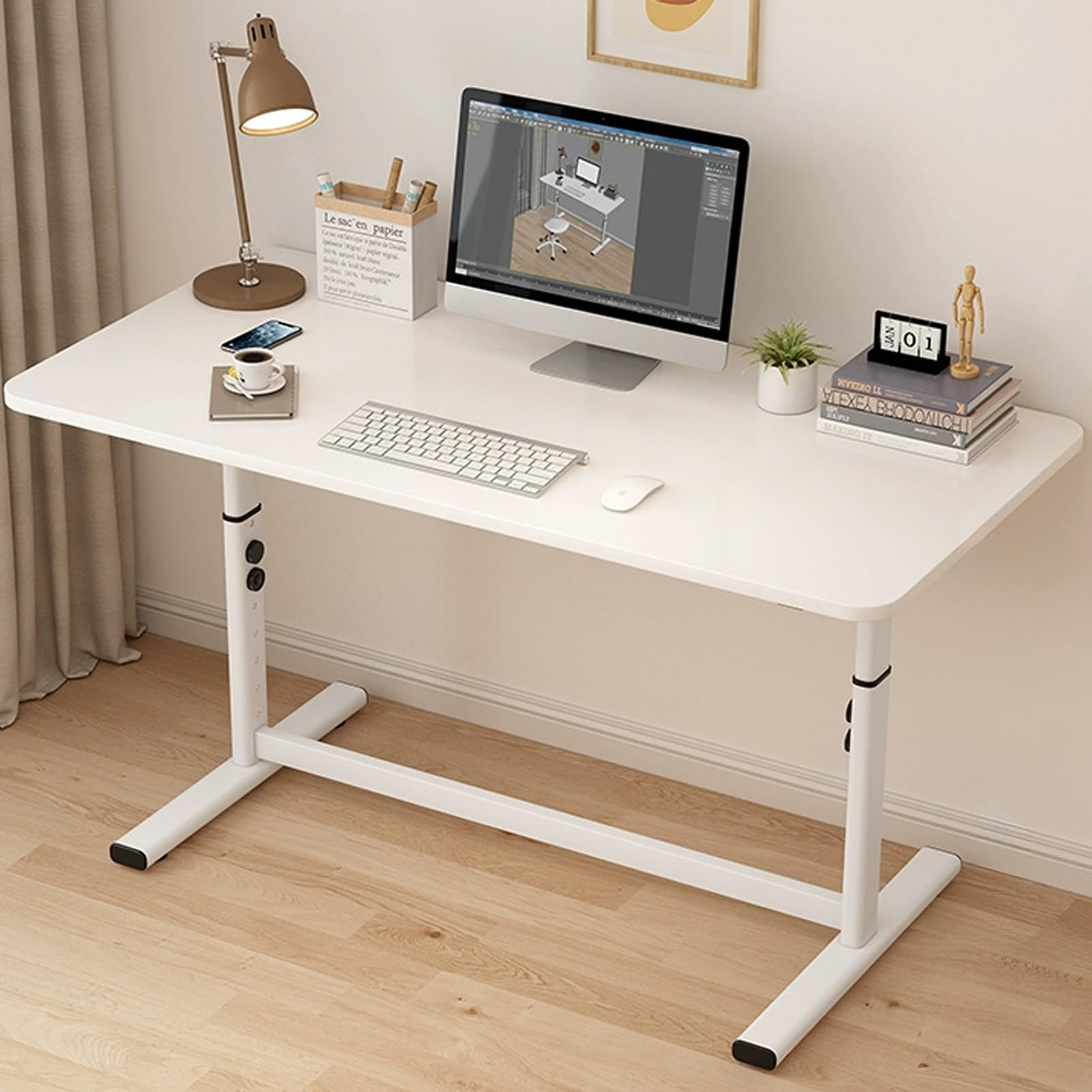 Bureau assis-debout 120x50 cm : la solution ergonomique réglable en 5 positions pour le bureau