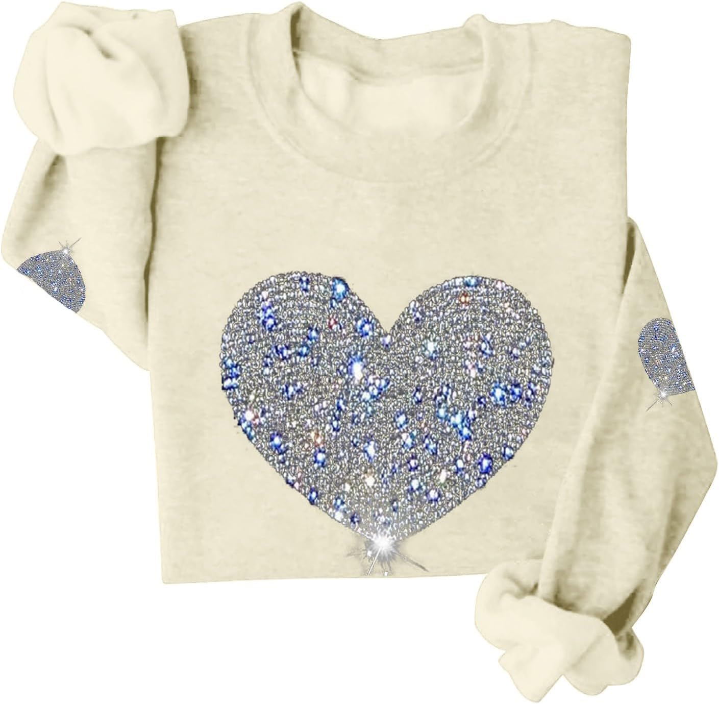 Valentine Sweatshirts for Women Long Sleeve Holiday Sequin Heart Shirts Plus Size Crewneck Tunic Pullover Tops 2026 - Image 4