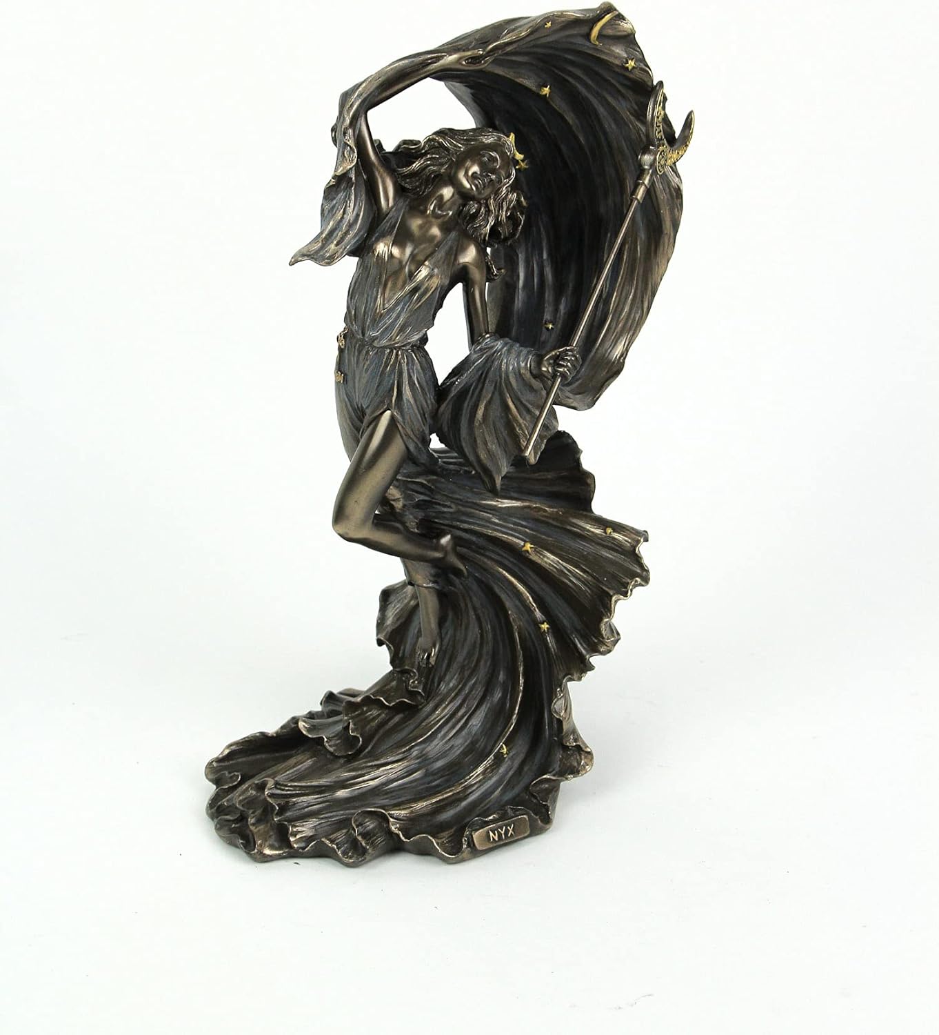 Veronese Design 10 7/8" Tall Nyx Greek Primordial Goddess of The Night Cold Cast Bronzed Resin Sculpture Wiccan Figurine