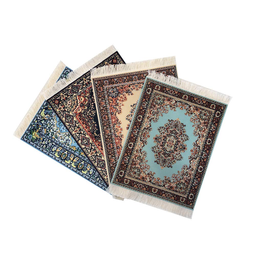 Inusitus Set of 4 Rug Mouse Pads Oriental Turkish Design Miniature